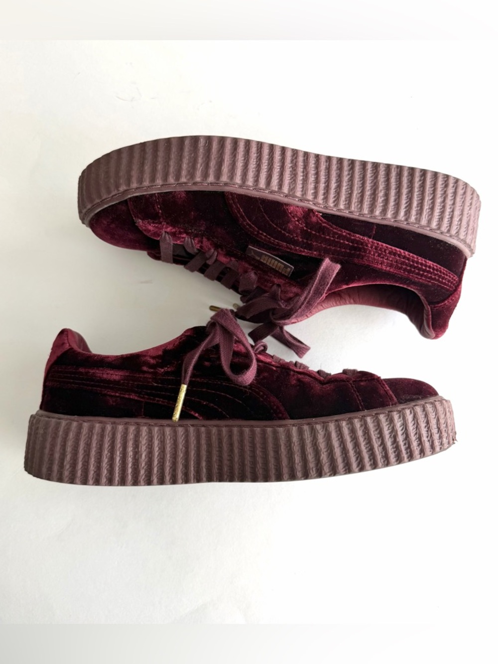 Puma Fenty Velvet Burgundy Creeper Sneakers in Box Womens US Size 7.5 - Picture 4 of 9